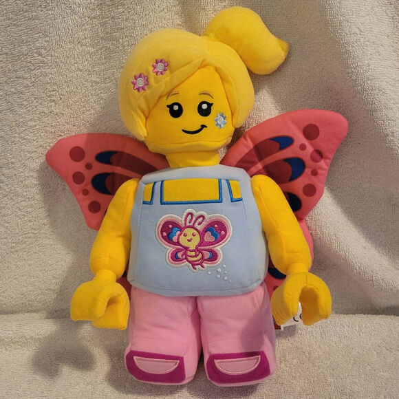 Lego Pink Butterfly Girl Stuffed Plush Toy Figure 12in Manhattan Toys - Picture 1 of 7
